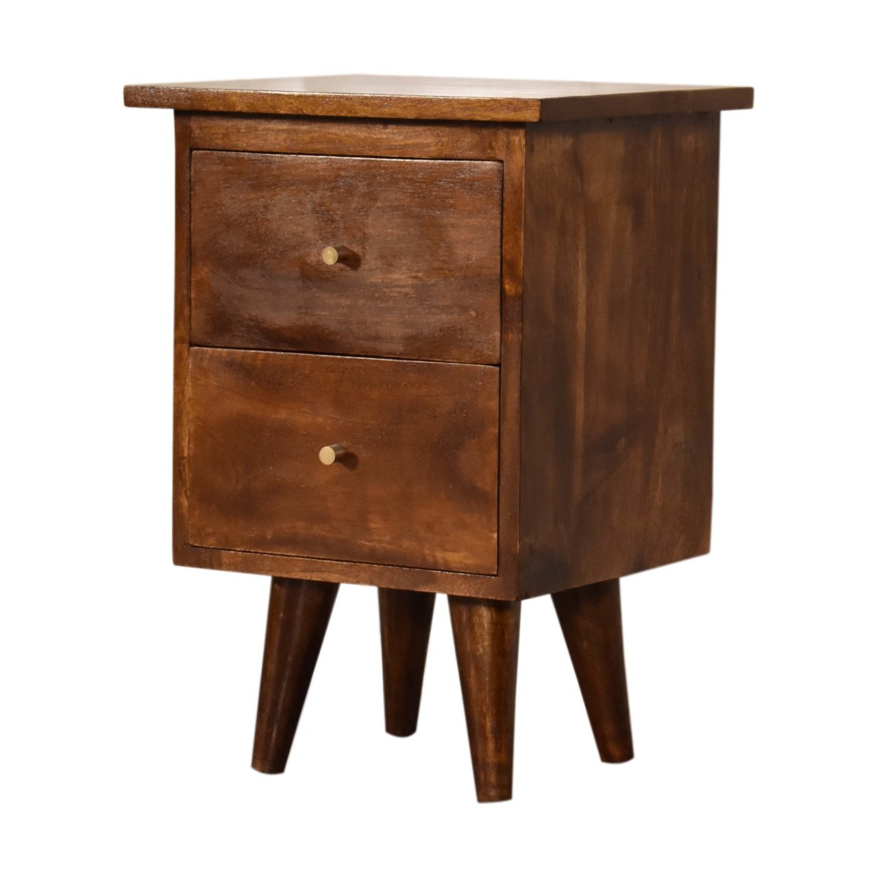 Szafka nocna z litego drewna mango – kasztanowa, 35 cm — model IN1639 - Image 2