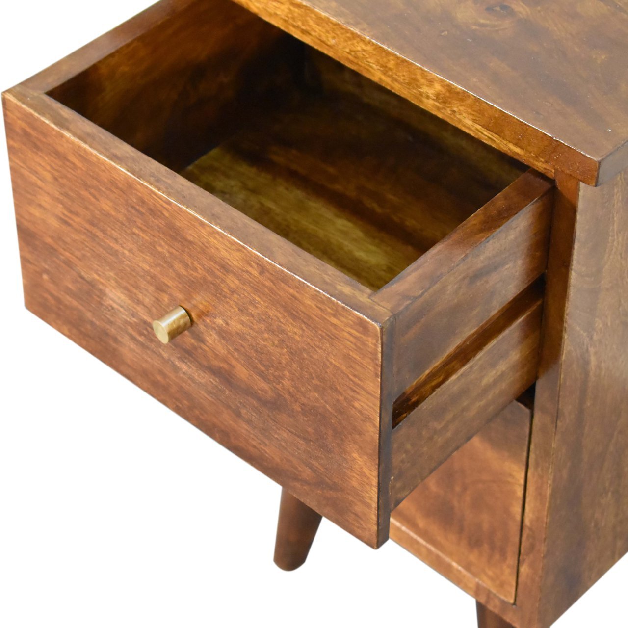 Szafka nocna z litego drewna mango – kasztanowa, 35 cm — model IN1639 - Image 5