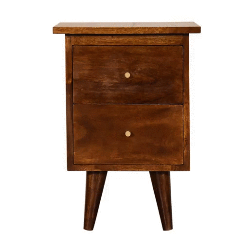 Szafka nocna z litego drewna mango – kasztanowa, 35 cm — model IN1639 - Image 9