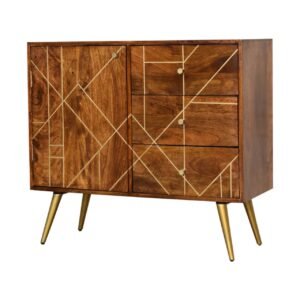 Komoda z litego drewna mango – kasztanowa, 90 cm