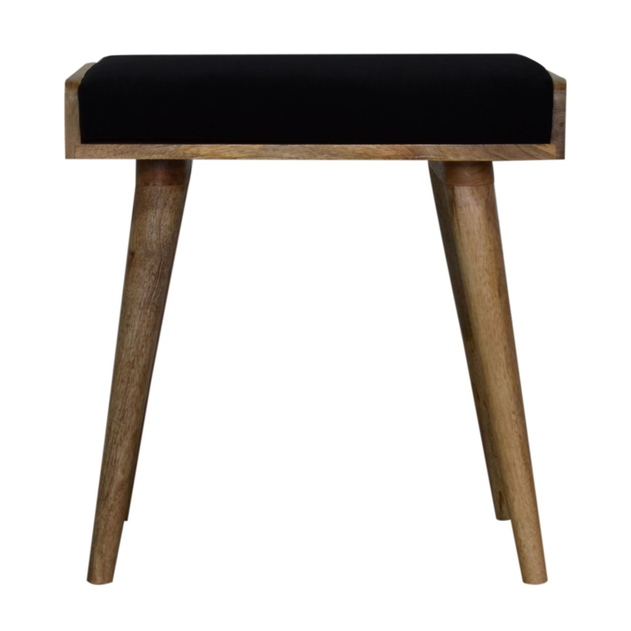 Pufa z drewna o dębowym charakterze – czarna, 50 cm