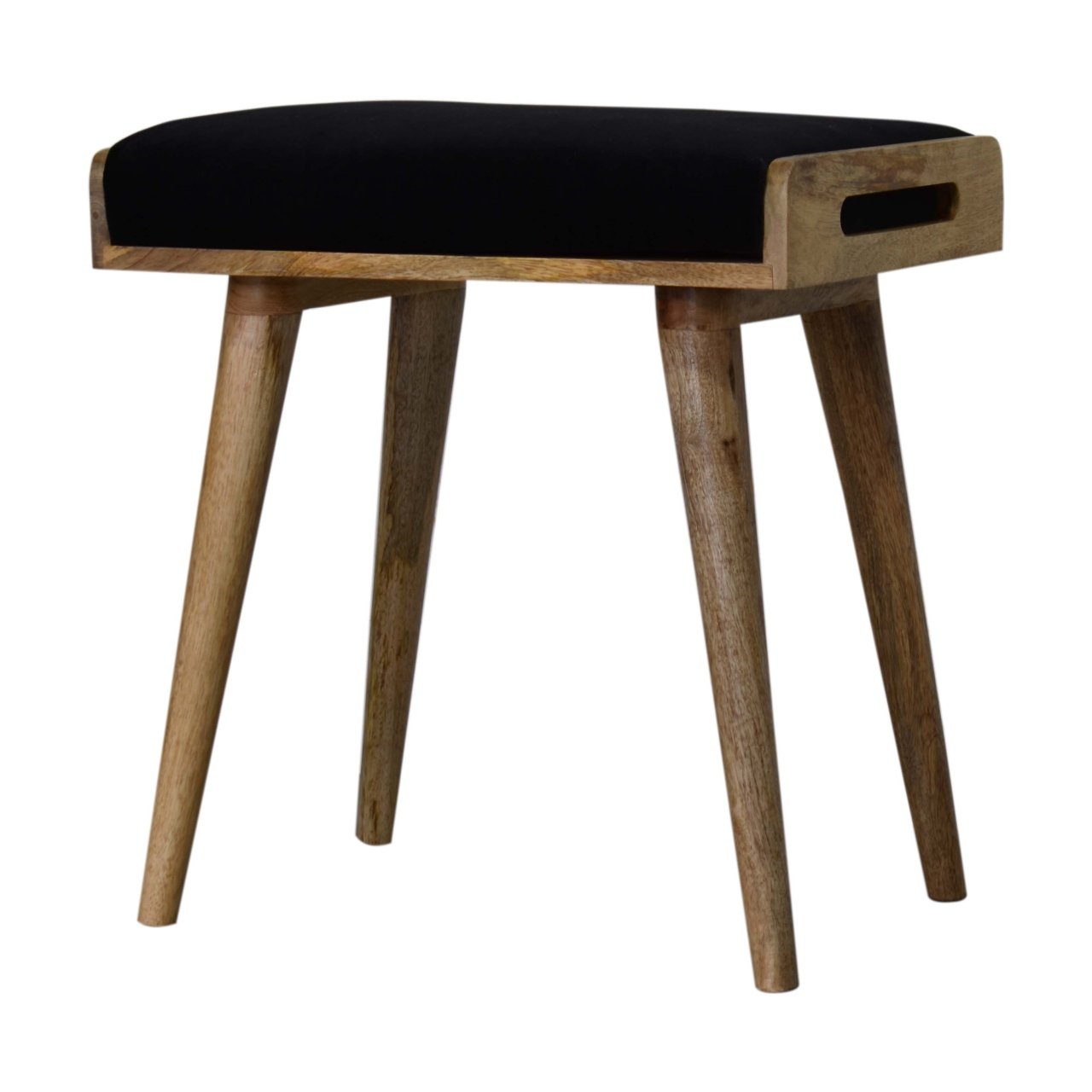 Pufa z drewna o dębowym charakterze – czarna, 50 cm - Image 3