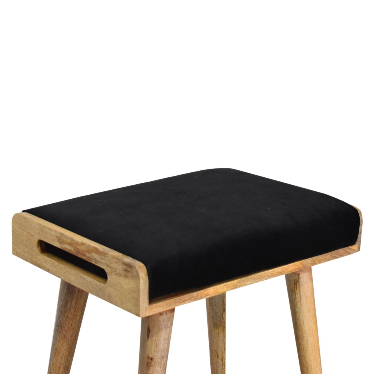 Pufa z drewna o dębowym charakterze – czarna, 50 cm - Image 5