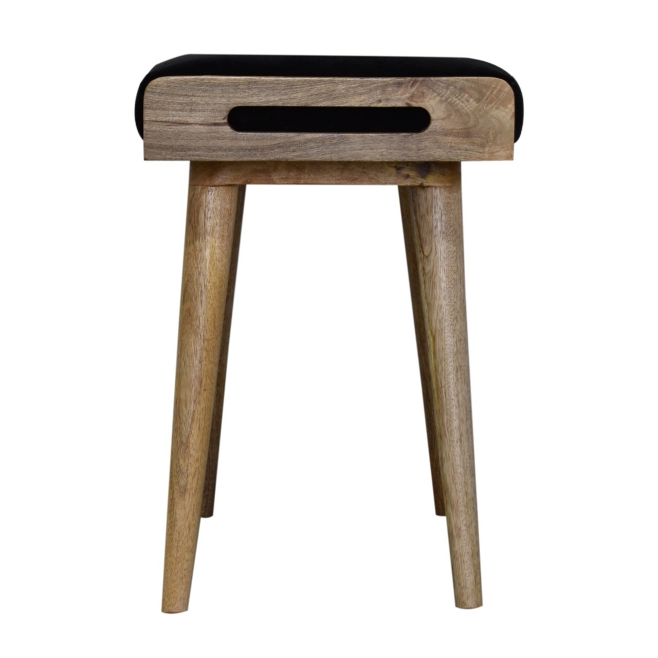Pufa z drewna o dębowym charakterze – czarna, 50 cm - Image 8