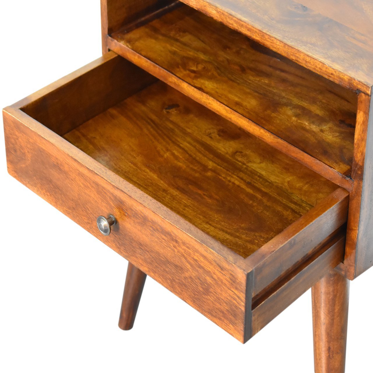 Szafka nocna Artisan IN1691 – lite drewno mango, wykończenie kasztanowe - obrazek 6