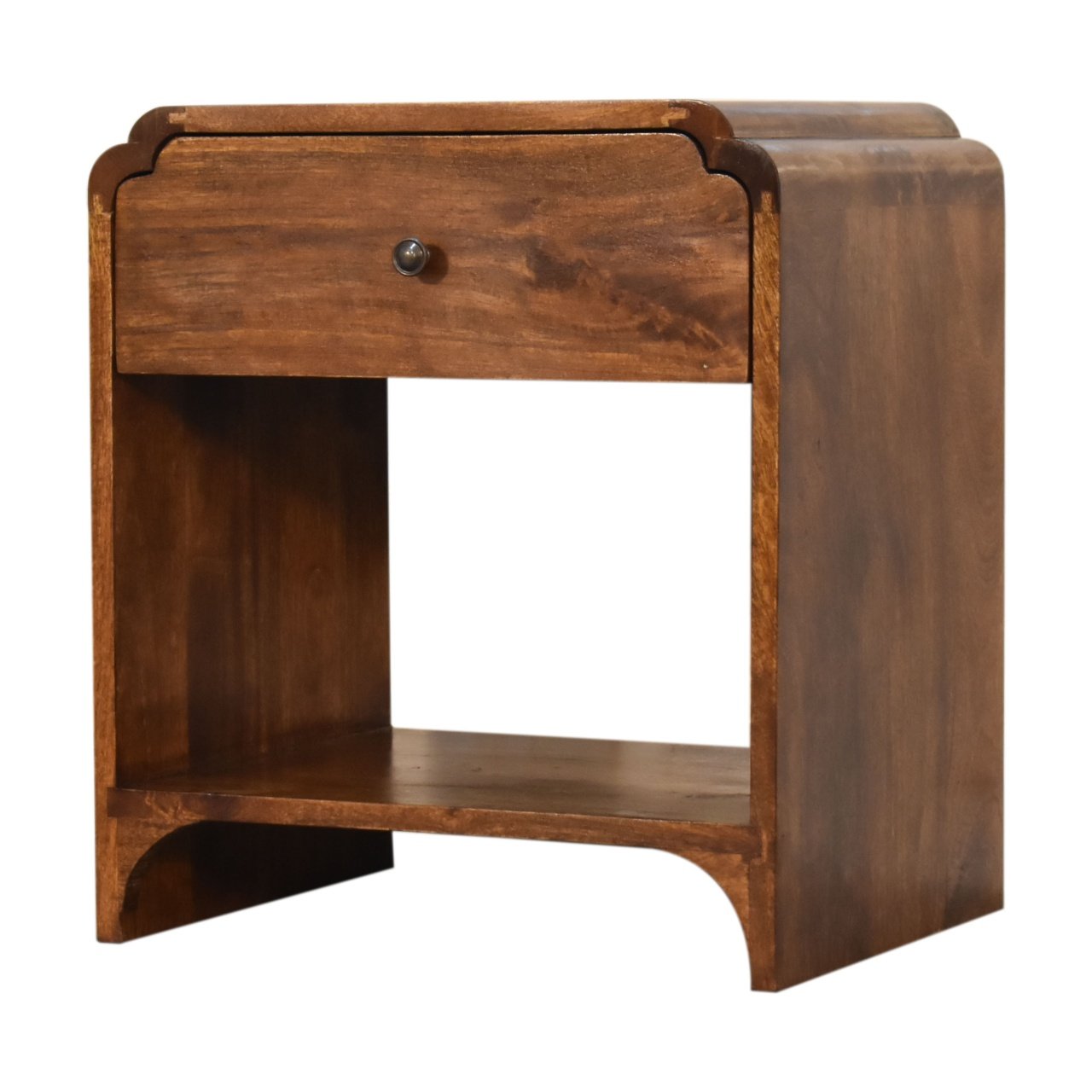 Szafka nocna z litego drewna mango – kasztanowa, 45 cm — model IN1731