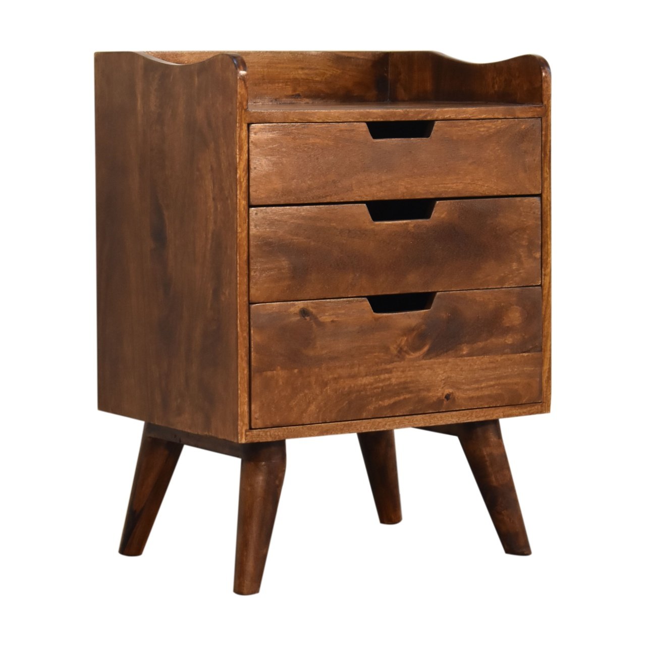 Szafka nocna z litego drewna mango – kasztanowa, 45 cm — model IN1734 - obrazek 3