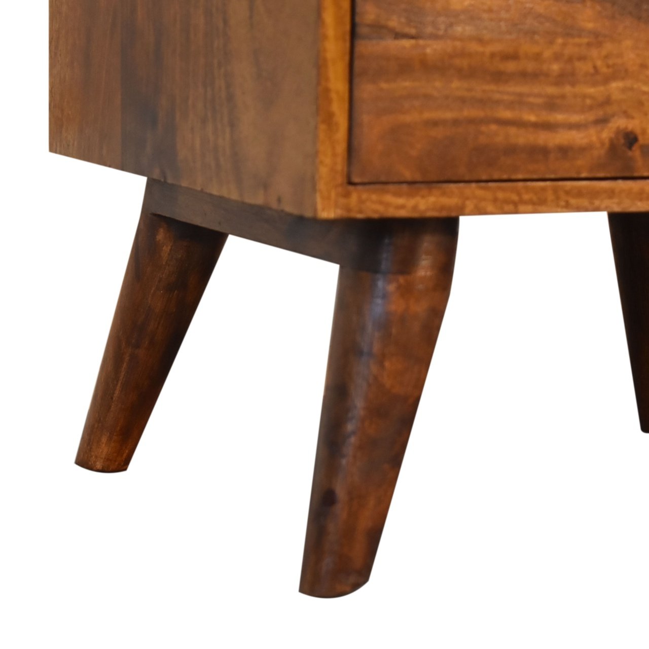 Szafka nocna z litego drewna mango – kasztanowa, 45 cm — model IN1734 - obrazek 7