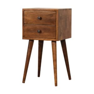 Szafka nocna z litego drewna mango – kasztanowa, 30 cm — model IN1736