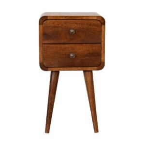 Mini szafka nocna z litego drewna mango – kasztanowa, 55 cm