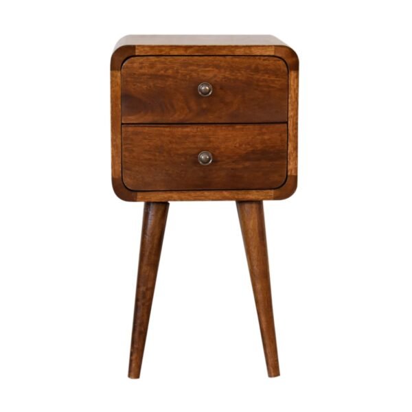 Mini szafka nocna z litego drewna mango – kasztanowa, 55 cm