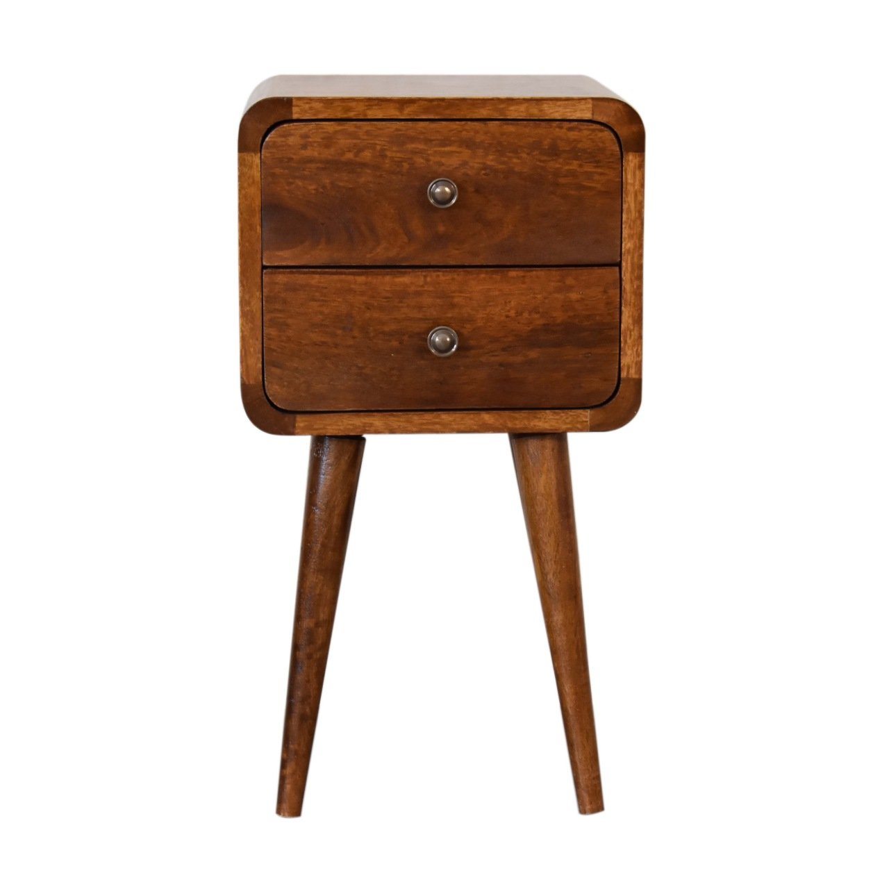 Mini szafka nocna z litego drewna mango – kasztanowa, 55 cm