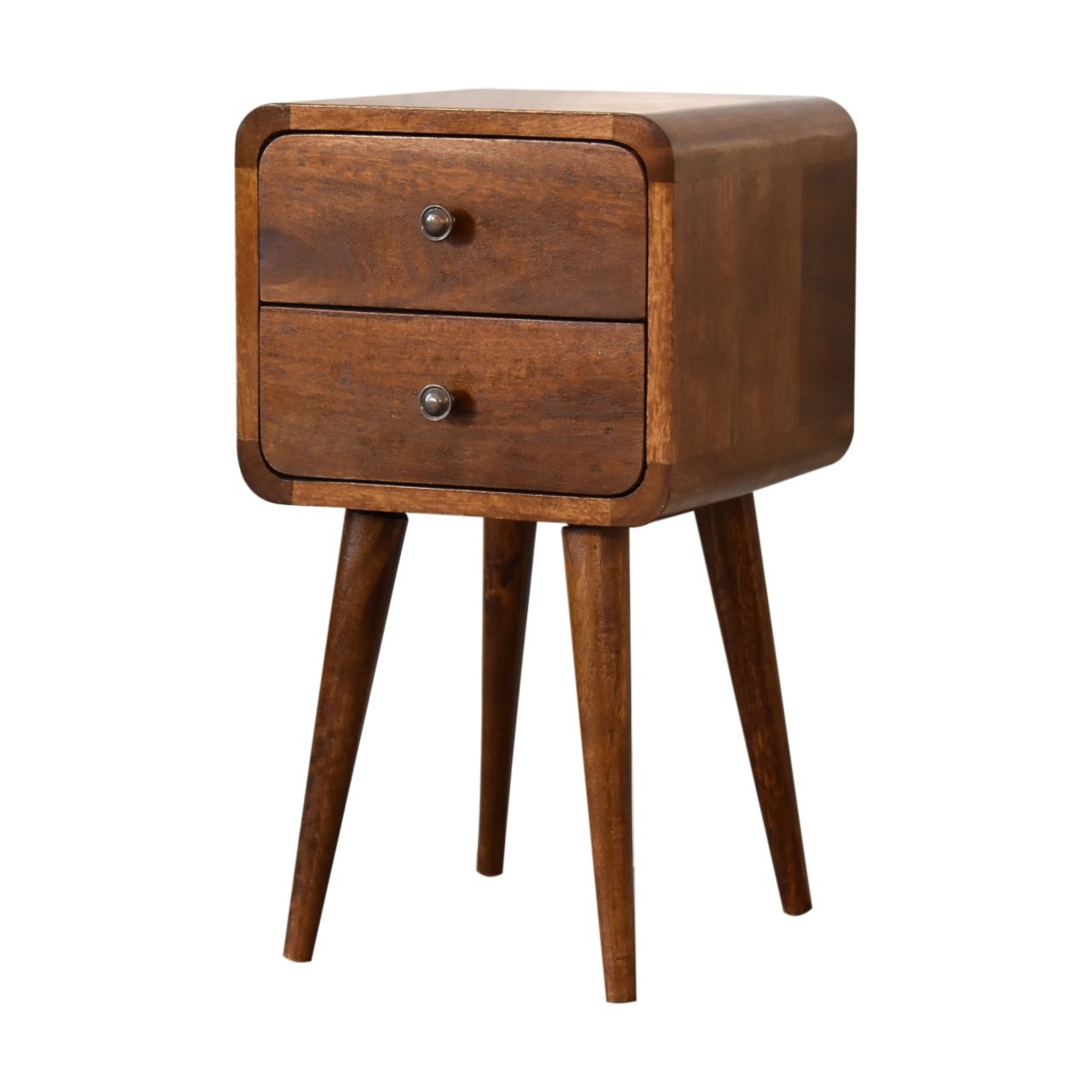 Mini szafka nocna z litego drewna mango – kasztanowa, 55 cm - obrazek 2