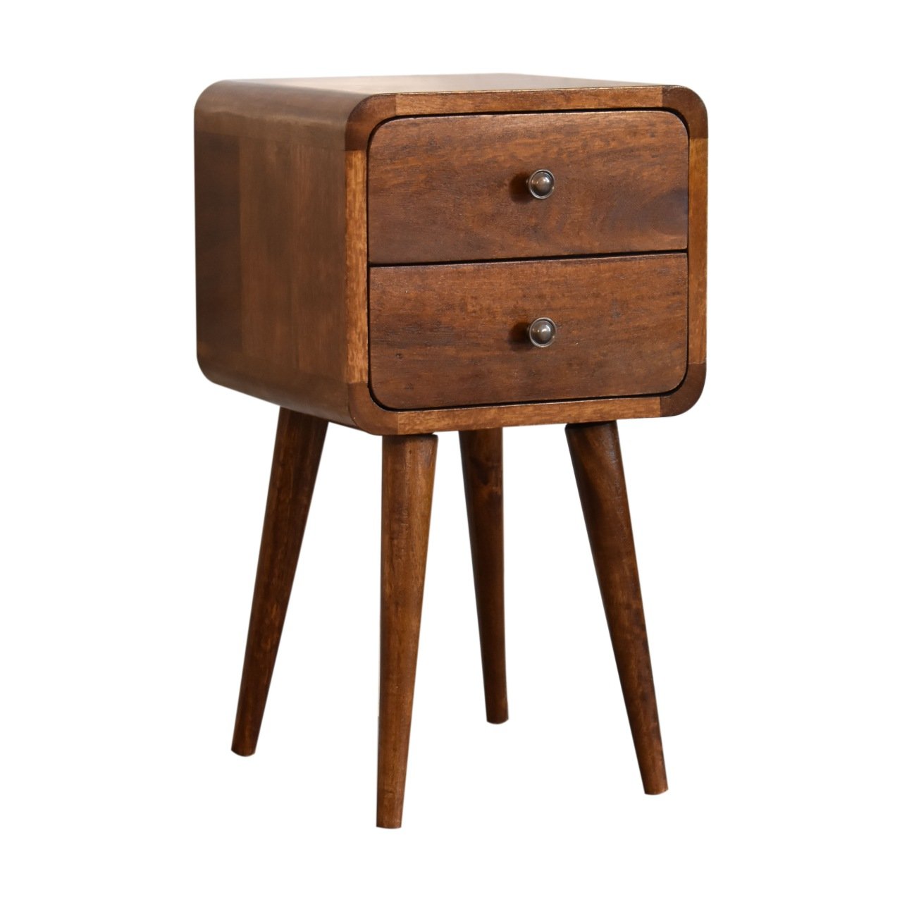 Mini szafka nocna z litego drewna mango – kasztanowa, 55 cm - obrazek 3