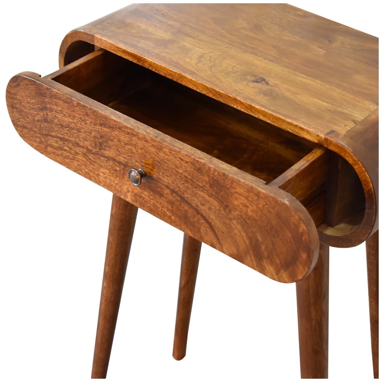 Konsola z litego drewna mango – kasztanowa, 60 cm — model IN1746 - obrazek 6