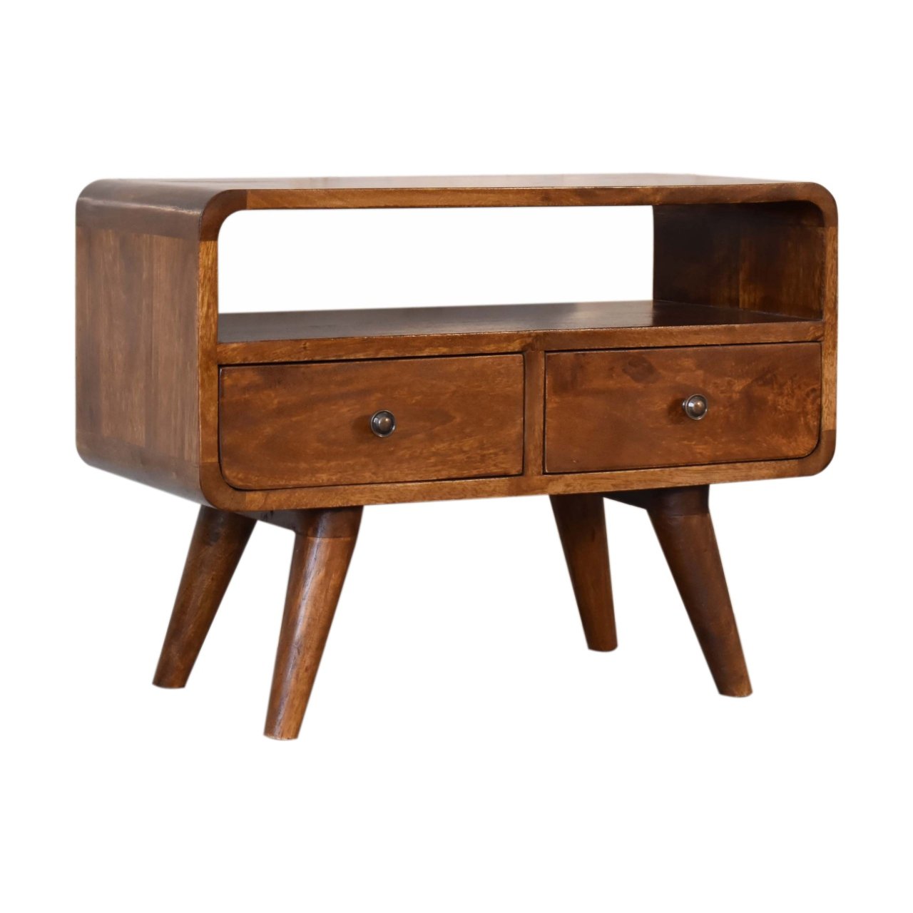 Szafka RTV z litego drewna mango – kasztanowa, 60 cm — model IN1748 - obrazek 2
