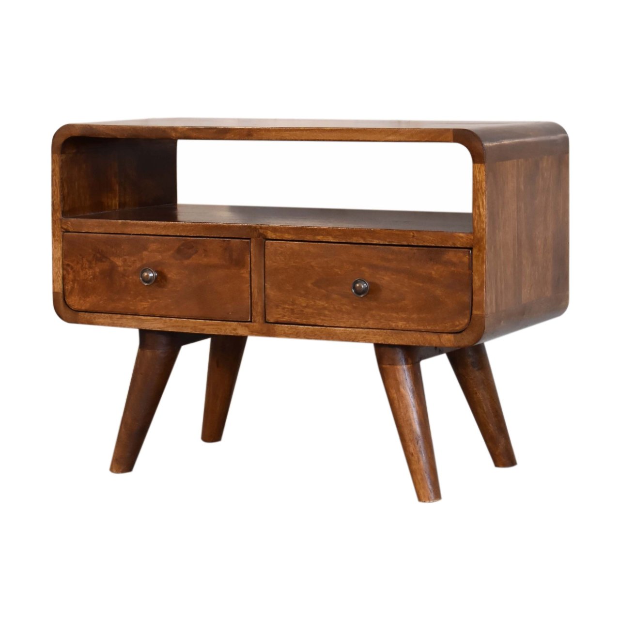 Szafka RTV z litego drewna mango – kasztanowa, 60 cm — model IN1748 - obrazek 3