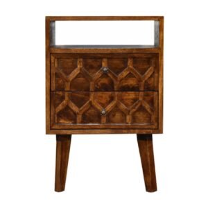 Szafka nocna z litego drewna mango – kasztanowa, 40 cm — model IN1802