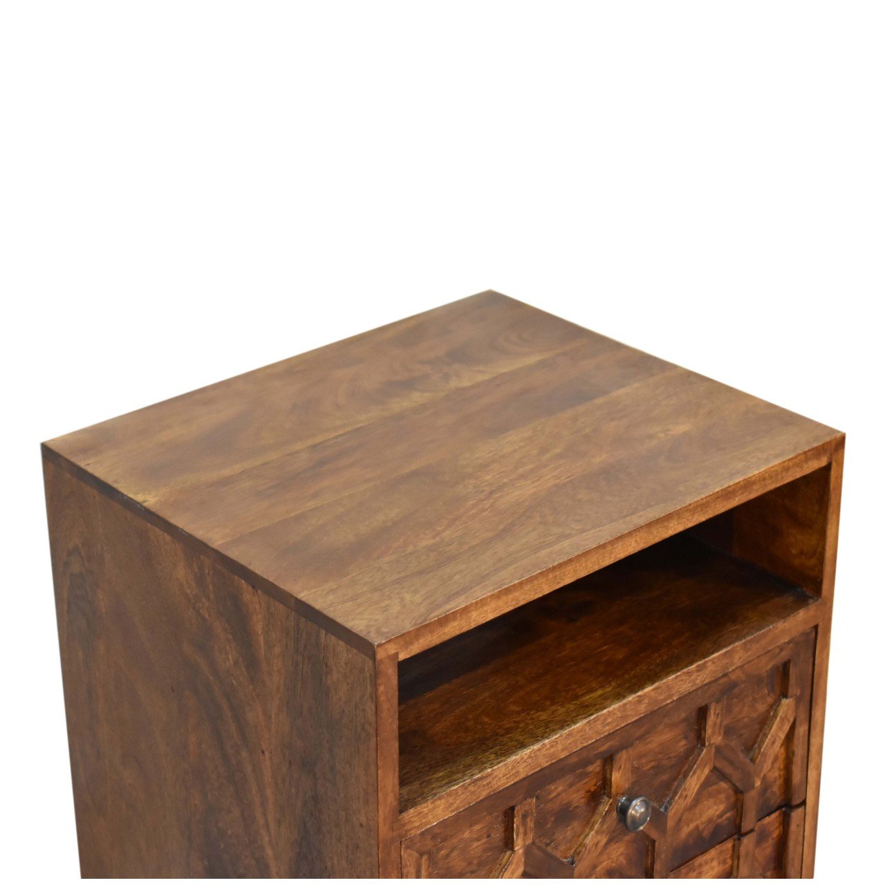 Szafka nocna z litego drewna mango – kasztanowa, 40 cm — model IN1802 - obrazek 5