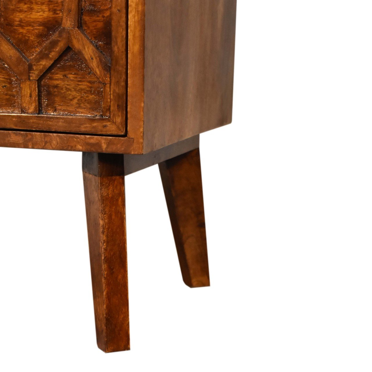 Szafka nocna z litego drewna mango – kasztanowa, 40 cm — model IN1802 - obrazek 7
