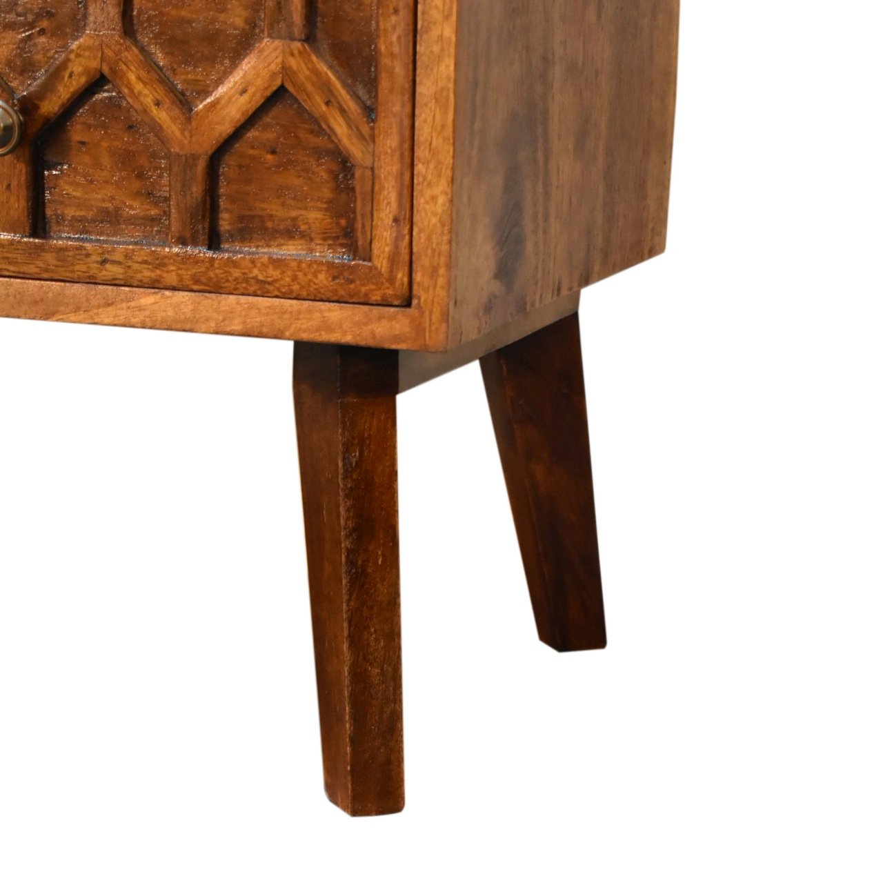 Szafka RTV z litego drewna mango – kasztanowa, 110 cm — model IN1803 - obrazek 7