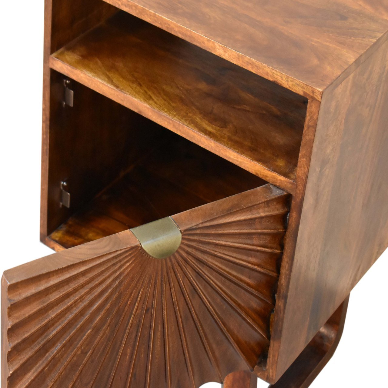 Szafka nocna Artisan IN1804 – lite drewno mango, wykończenie kasztanowe - Image 6