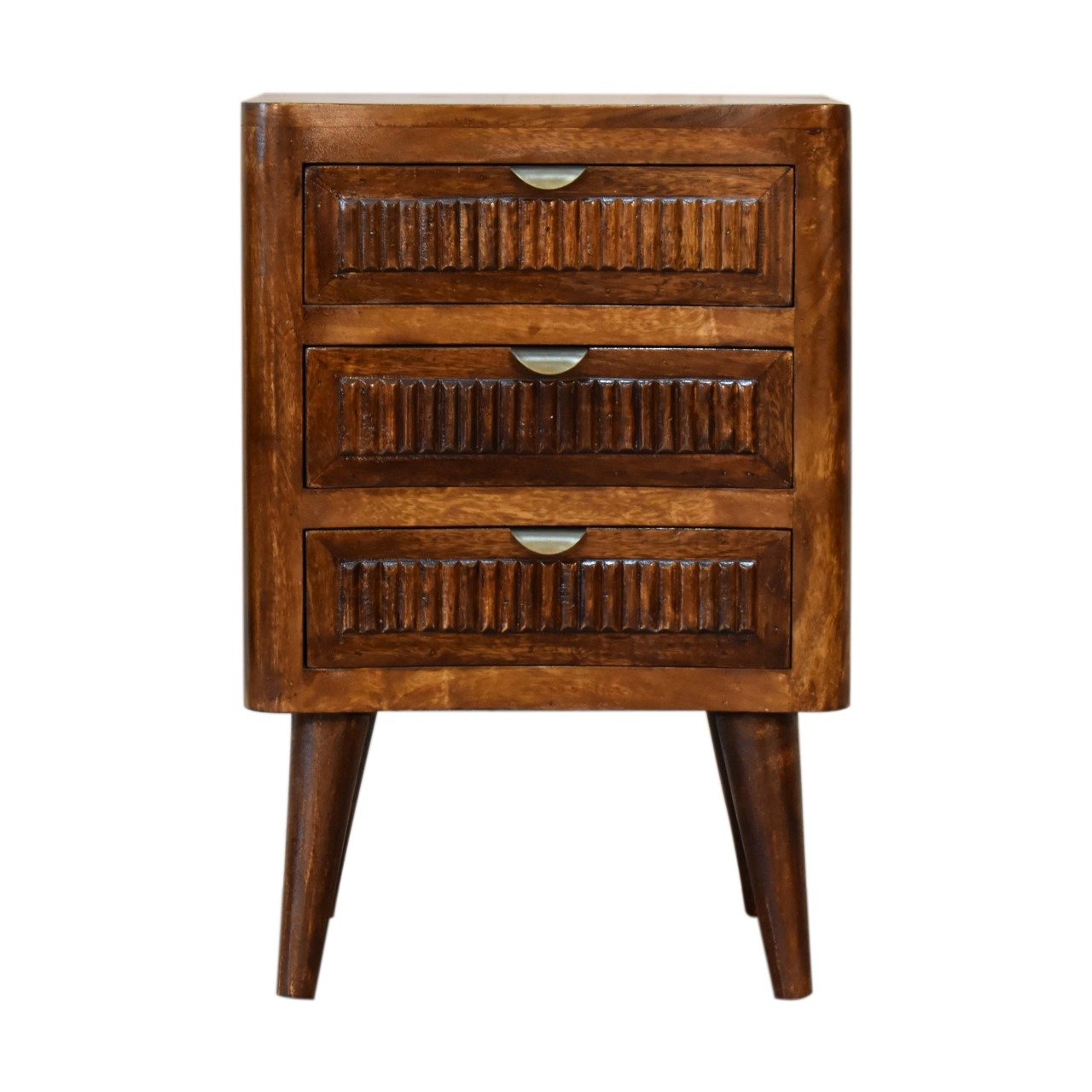 Szafka nocna z litego drewna mango – kasztanowa, 40 cm — model IN1805