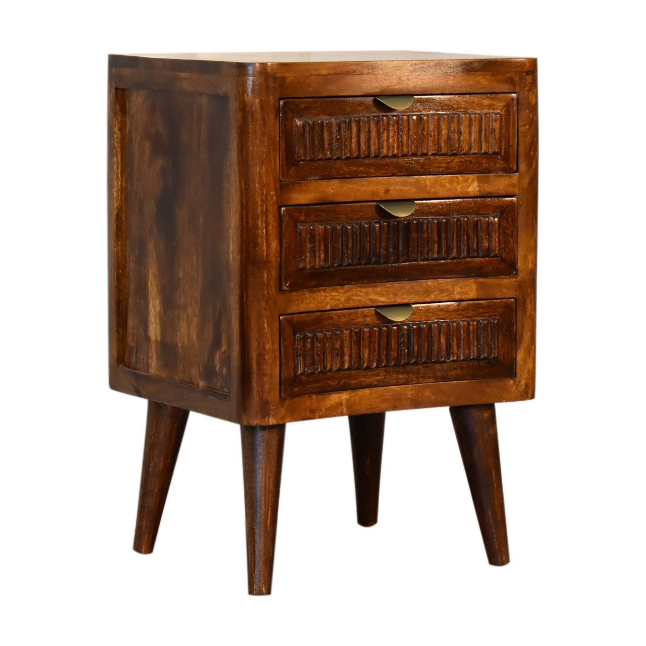 Szafka nocna z litego drewna mango – kasztanowa, 40 cm — model IN1805 - obrazek 2