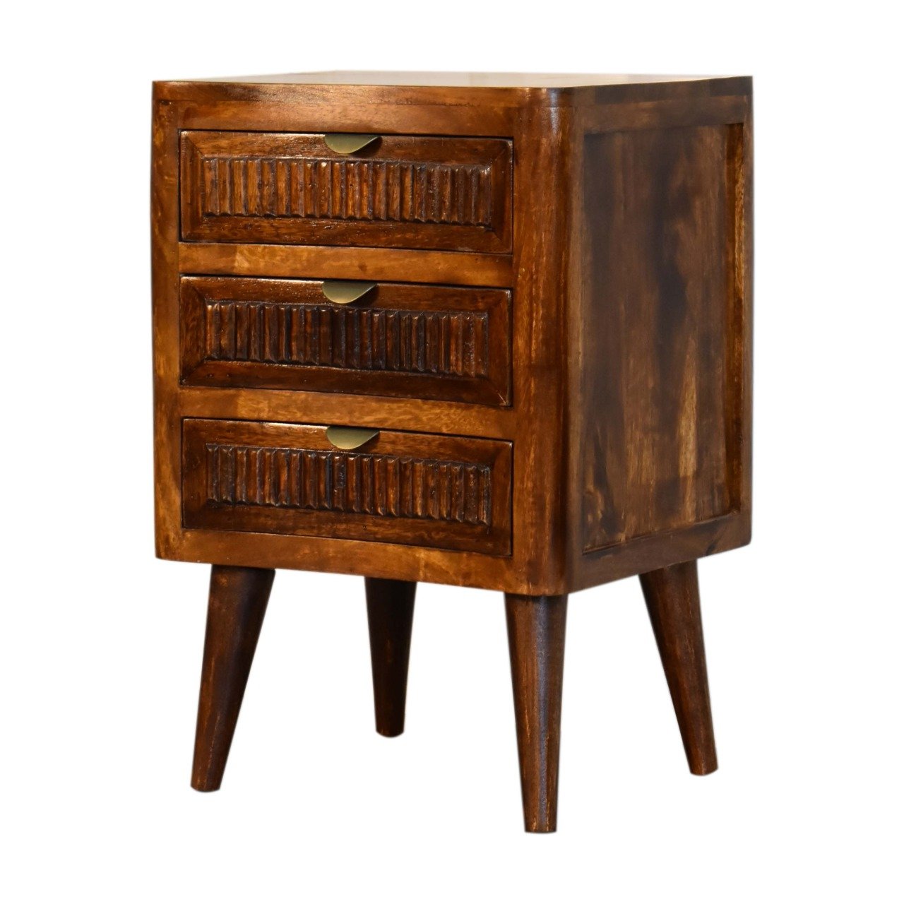 Szafka nocna z litego drewna mango – kasztanowa, 40 cm — model IN1805 - obrazek 3