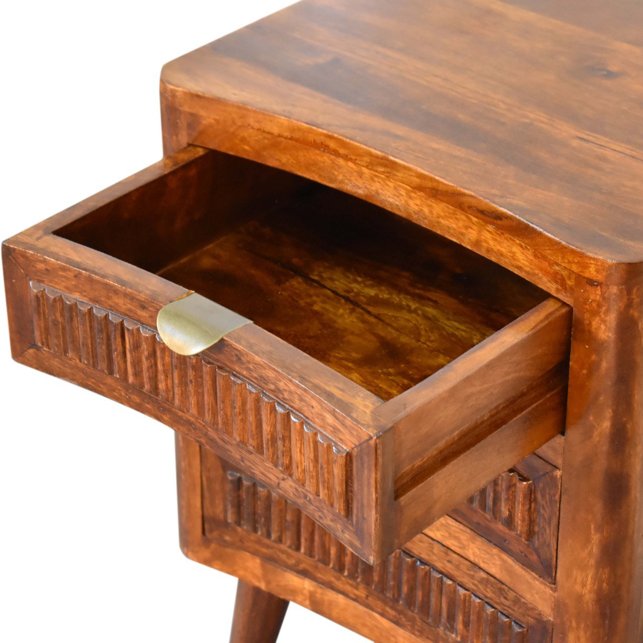 Szafka nocna z litego drewna mango – kasztanowa, 40 cm — model IN1805 - obrazek 6