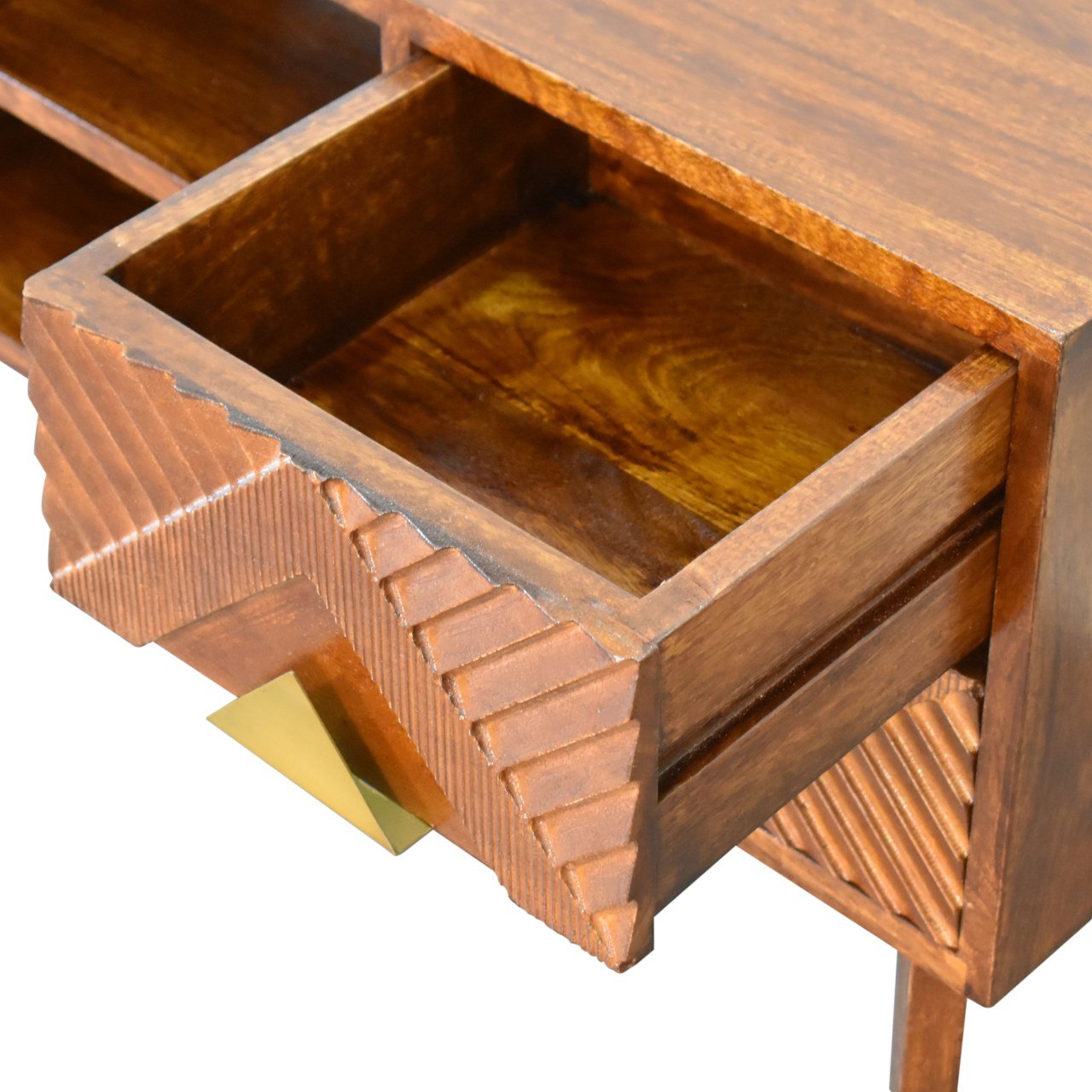 Szafka RTV z litego drewna mango – kasztanowa, 110 cm — model IN1807 - obrazek 5
