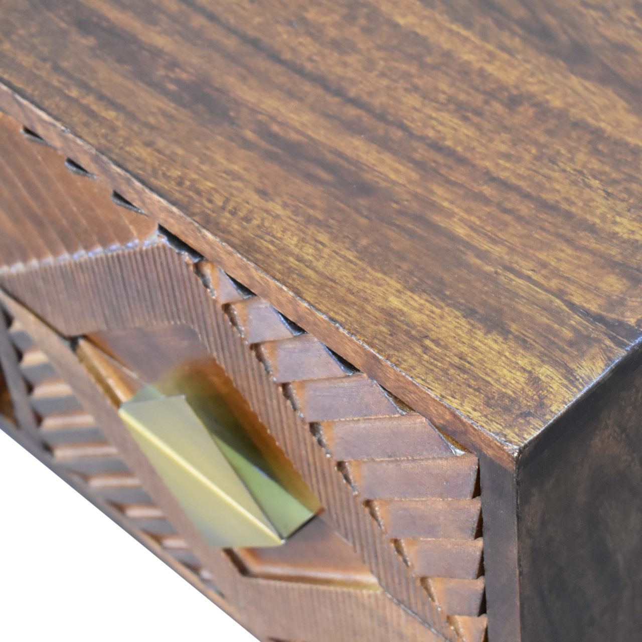 Szafka RTV z litego drewna mango – kasztanowa, 110 cm — model IN1807 - obrazek 6