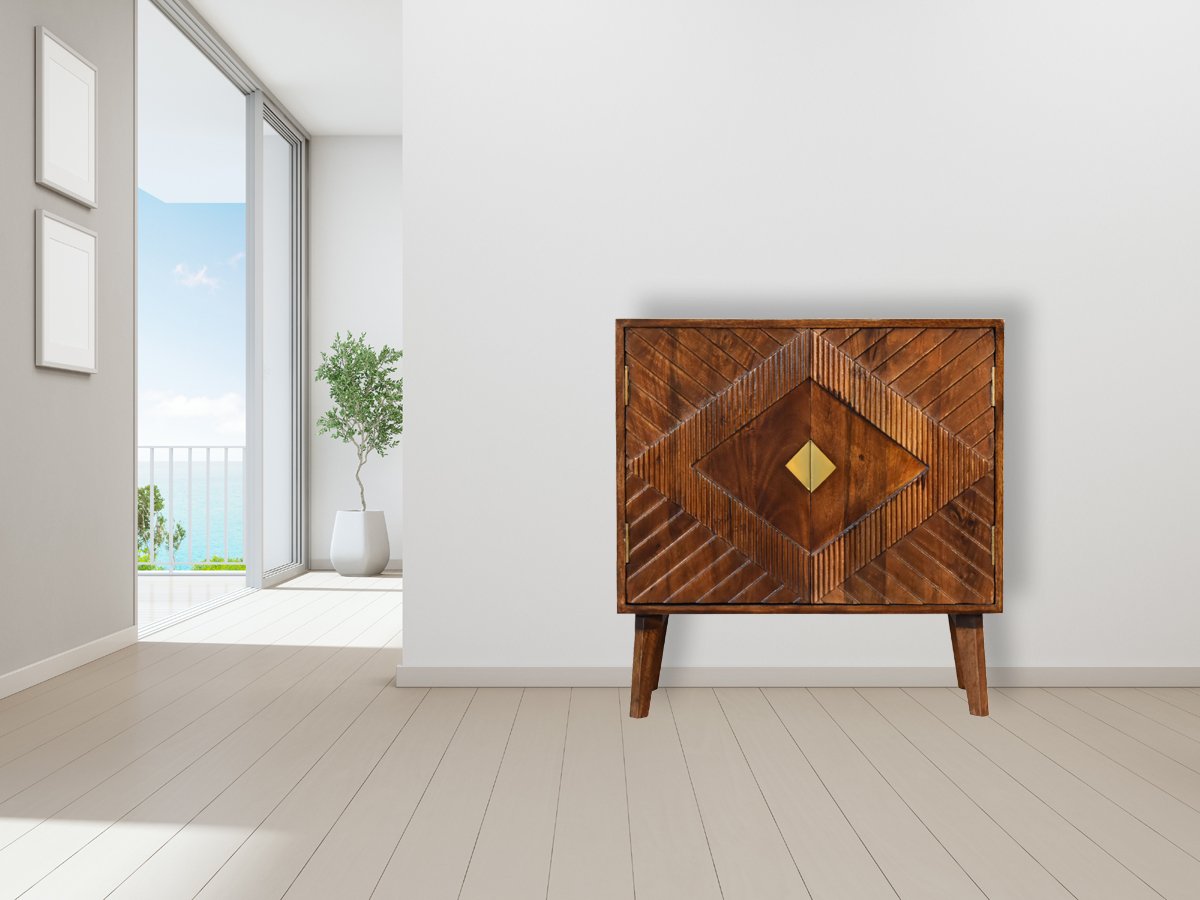 Szafka z litego drewna mango – kasztanowa, 75 cm — model IN1808 - Image 10