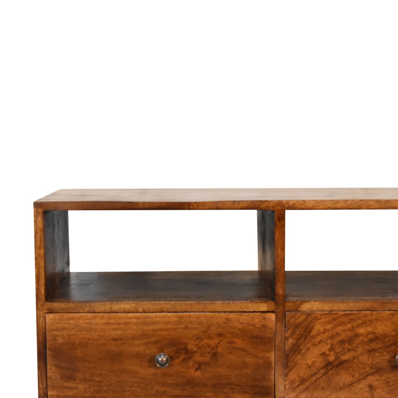 Szafka RTV z litego drewna mango – kasztanowa, 110 cm — model IN1819 - obrazek 4