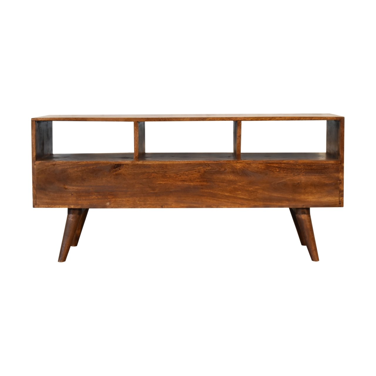 Szafka RTV z litego drewna mango – kasztanowa, 110 cm — model IN1819 - obrazek 9