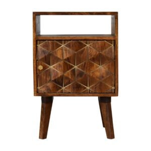 Szafka nocna Artisan IN1824 – lite drewno mango, wykończenie kasztanowe
