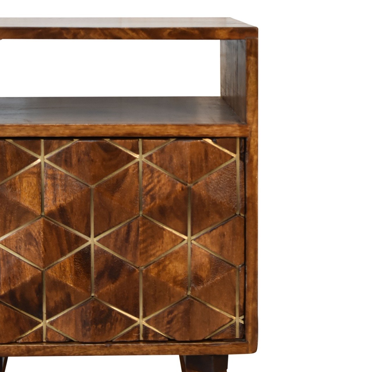 Szafka nocna Artisan IN1824 – lite drewno mango, wykończenie kasztanowe - obrazek 4