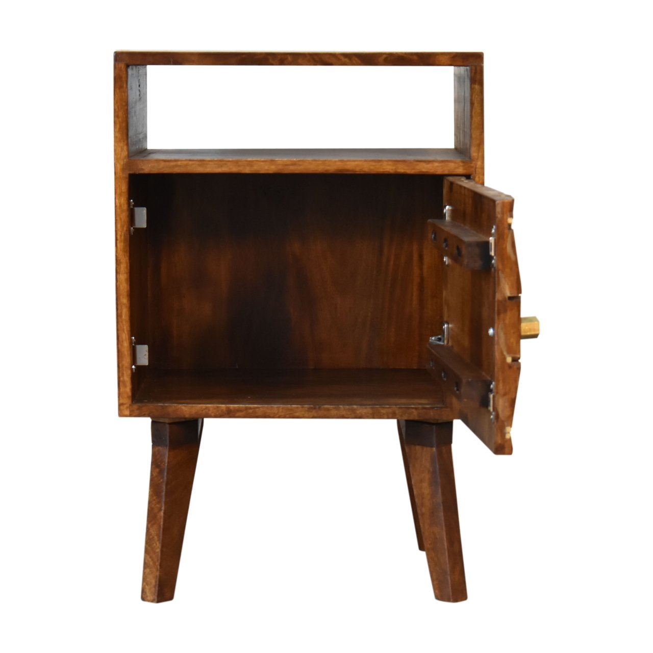 Szafka nocna Artisan IN1824 – lite drewno mango, wykończenie kasztanowe - obrazek 6