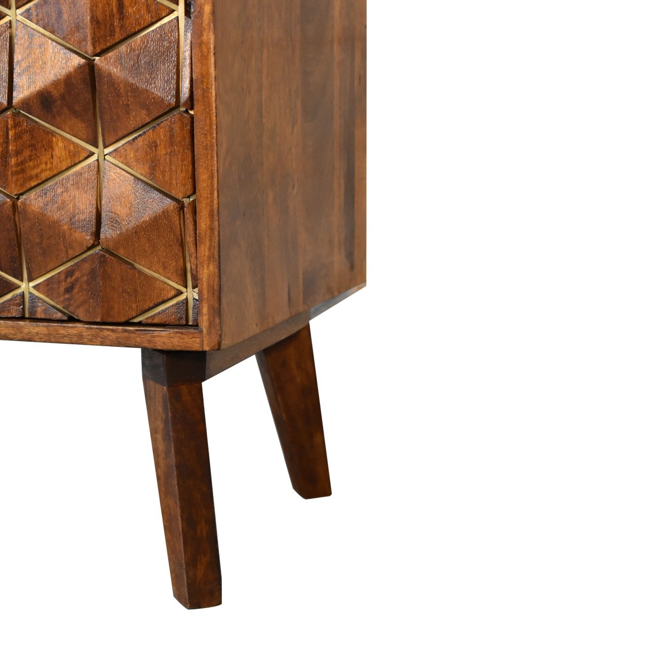 Szafka nocna Artisan IN1824 – lite drewno mango, wykończenie kasztanowe - obrazek 7
