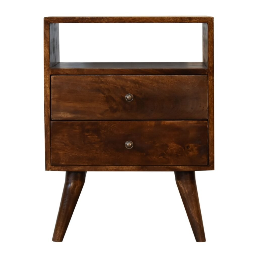 Szafka nocna z litego drewna mango – kasztanowa, 45 cm — model IN1825