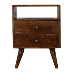 Szafka nocna z litego drewna mango – kasztanowa, 45 cm — model IN1825