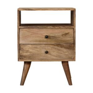 Szafka nocna z litego drewna mango – dębowa, 45 cm — model IN1826