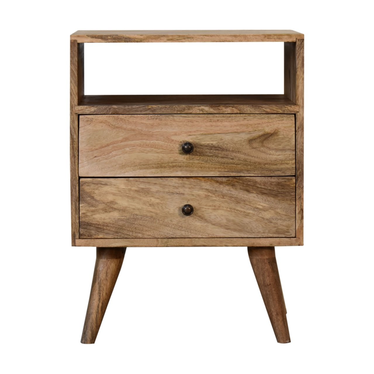 Szafka nocna z litego drewna mango – dębowa, 45 cm — model IN1826