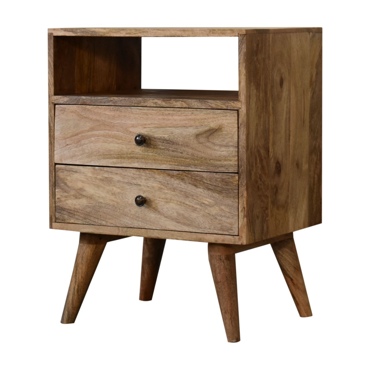 Szafka nocna z litego drewna mango – dębowa, 45 cm — model IN1826 - Image 2
