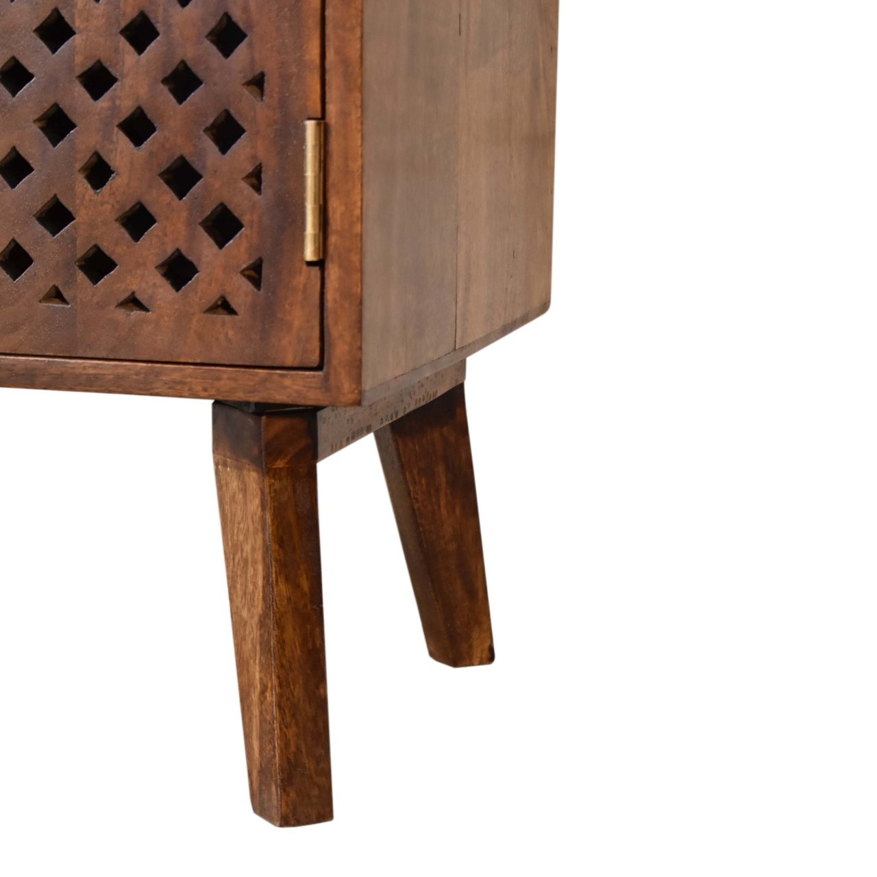 Szafka nocna z litego drewna mango – kasztanowa, 40 cm — model IN1827 - obrazek 7