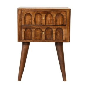 Szafka nocna z litego drewna mango – kasztanowa, 40 cm — model IN1829