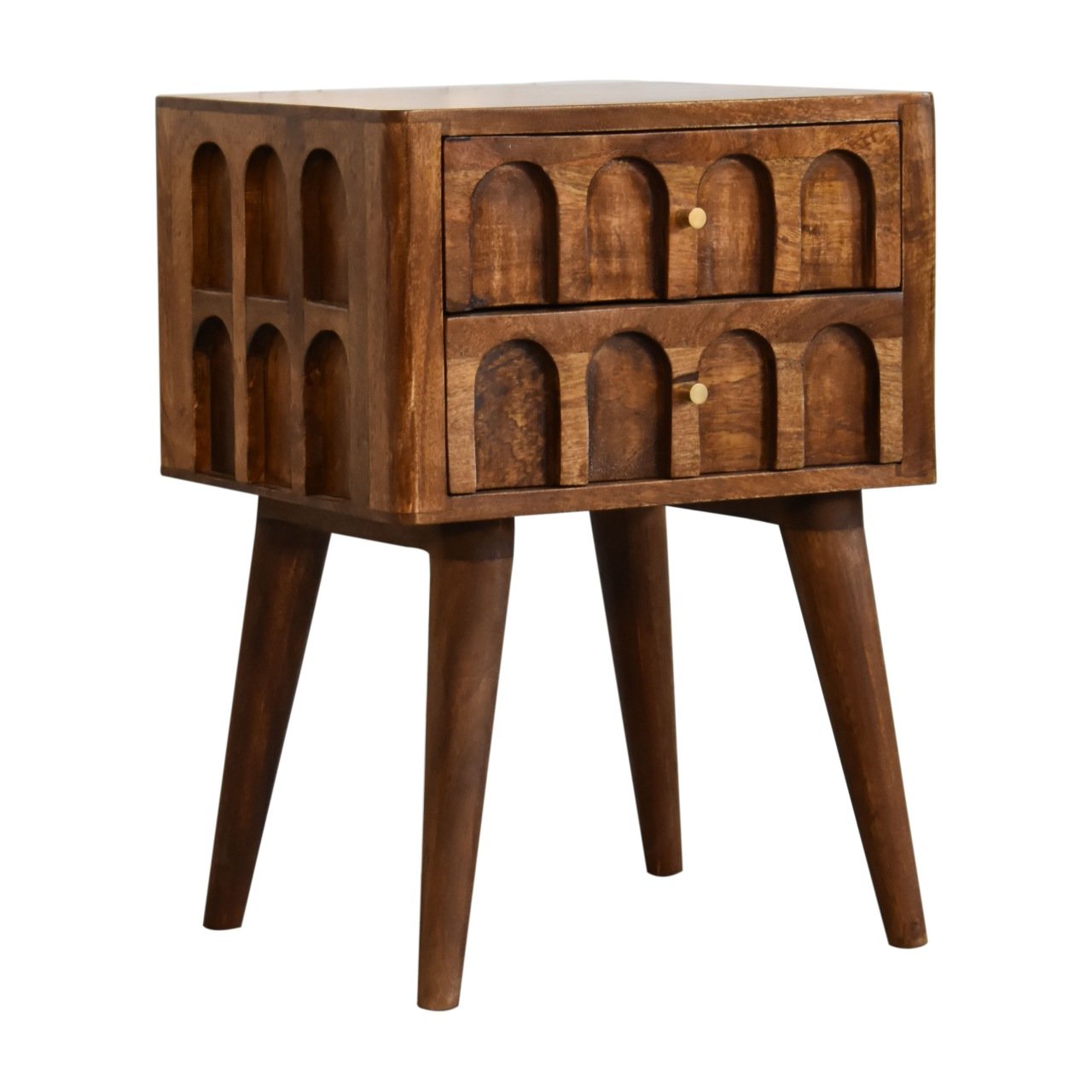 Szafka nocna z litego drewna mango – kasztanowa, 40 cm — model IN1829 - Image 2