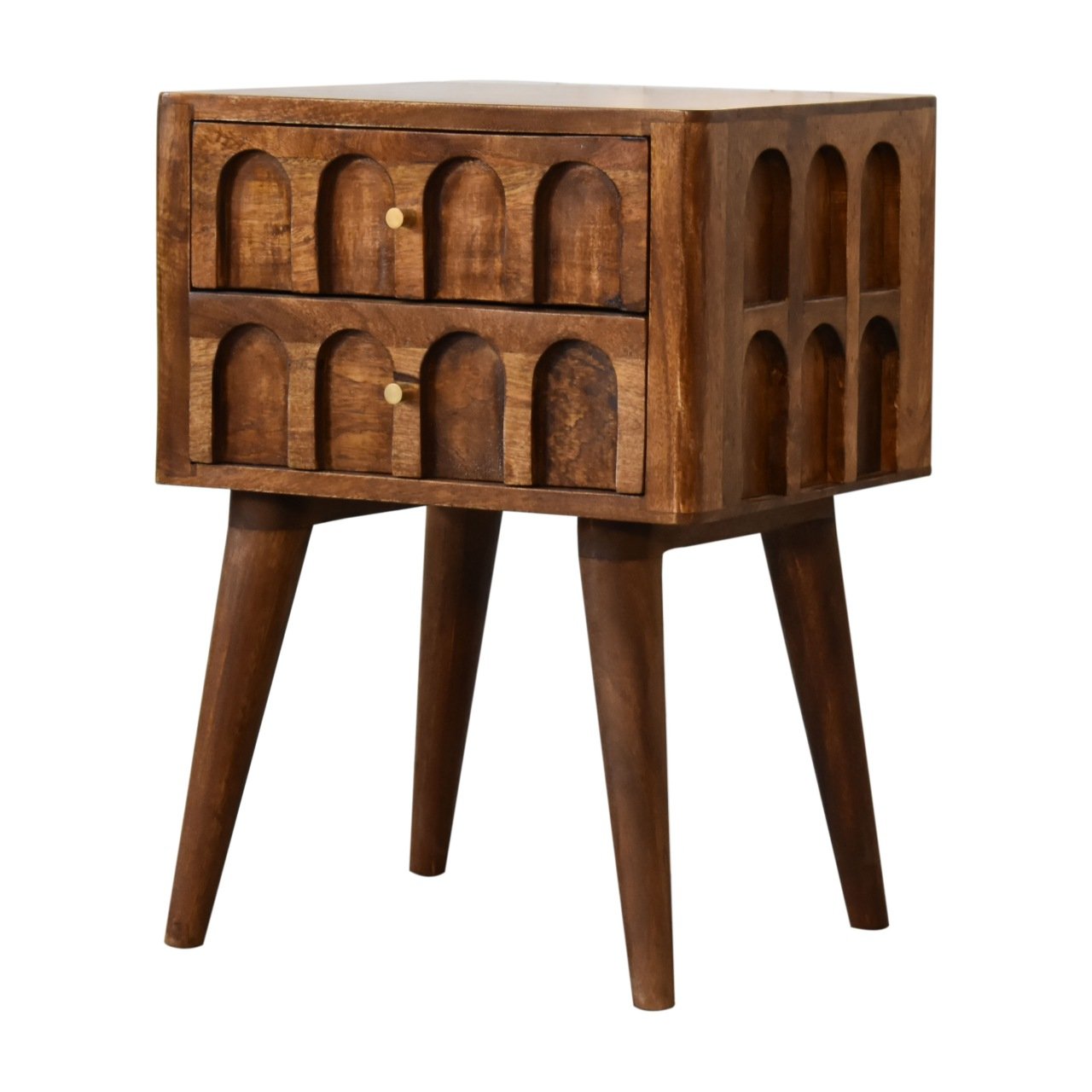Szafka nocna z litego drewna mango – kasztanowa, 40 cm — model IN1829 - Image 3