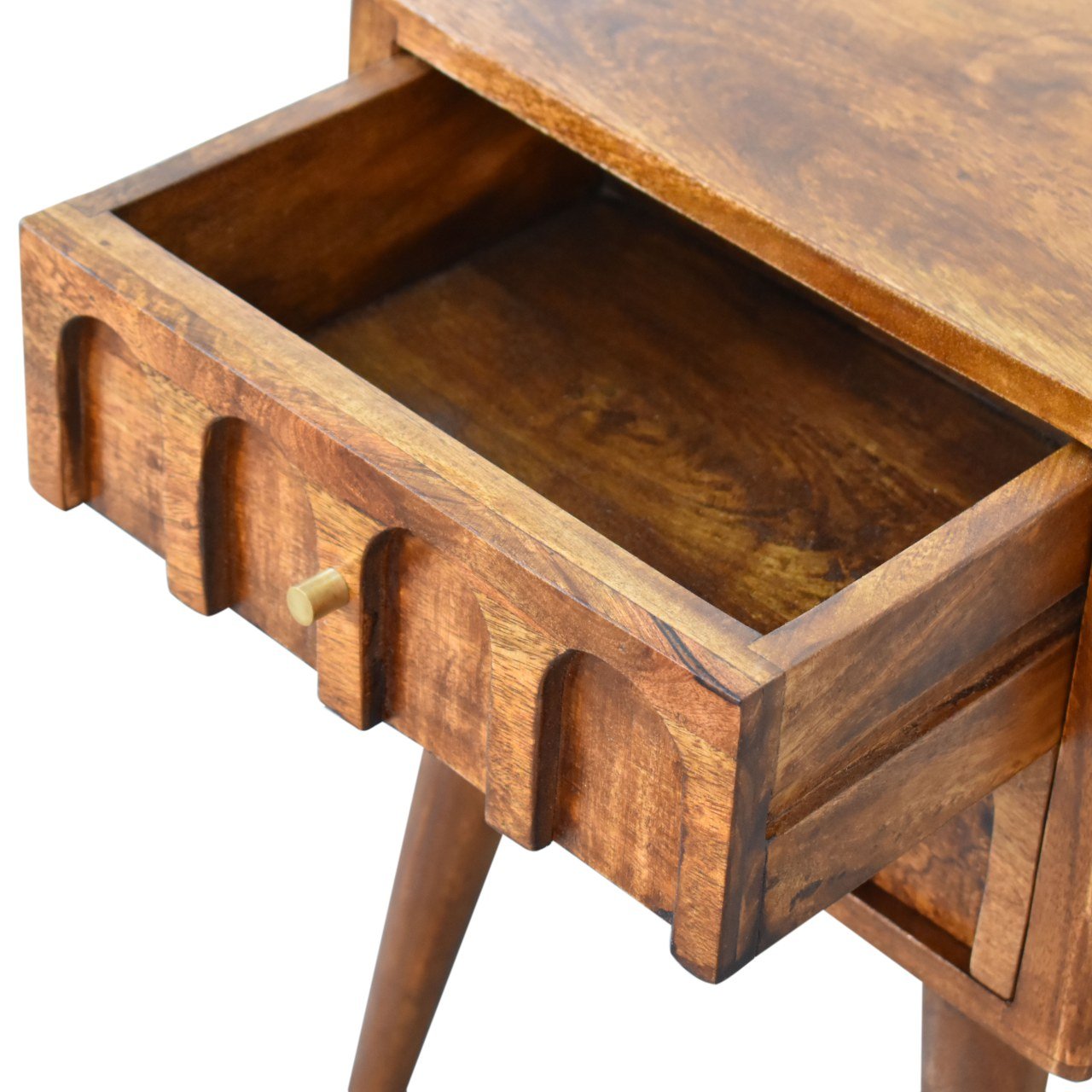 Szafka nocna z litego drewna mango – kasztanowa, 40 cm — model IN1829 - Image 6