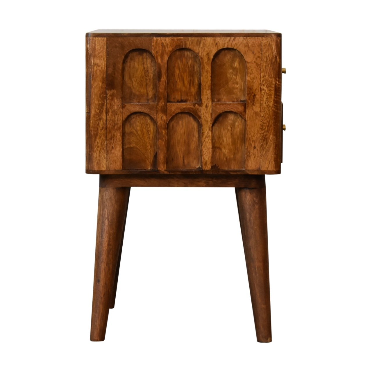 Szafka nocna z litego drewna mango – kasztanowa, 40 cm — model IN1829 - Image 8